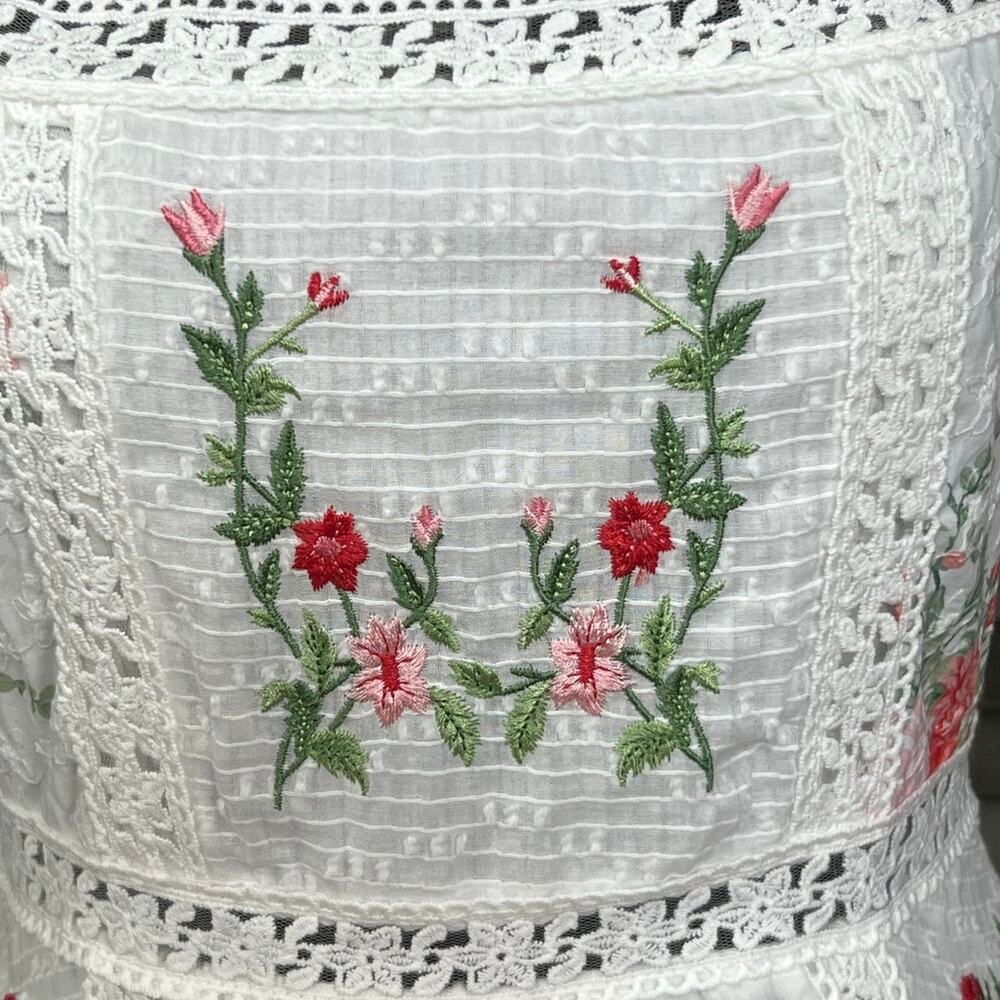 Altar'd State Embroidered Cotton Mini Dress Puff Sleeve Romantic Small NWOT - Picture 5 of 11